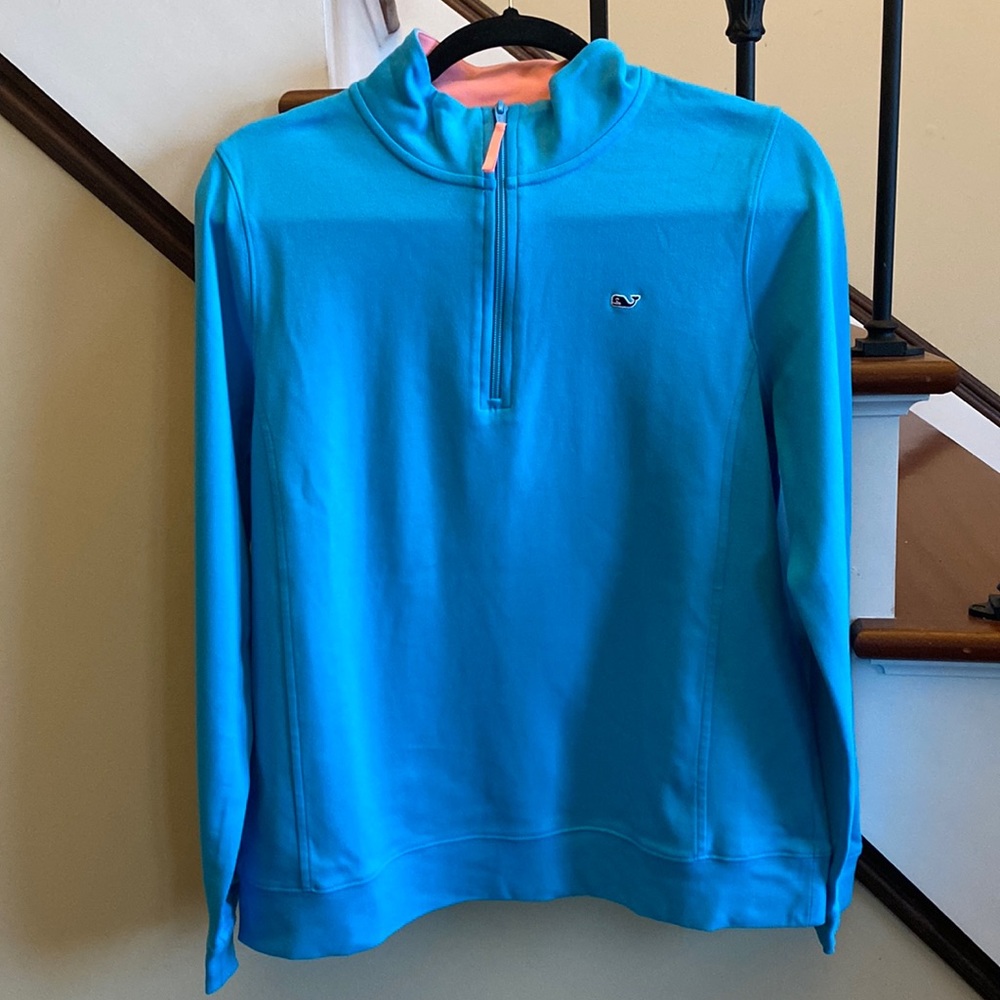 Vineyard Vines 🔥 Blue 3/4 Zip Up Shirt Sz L